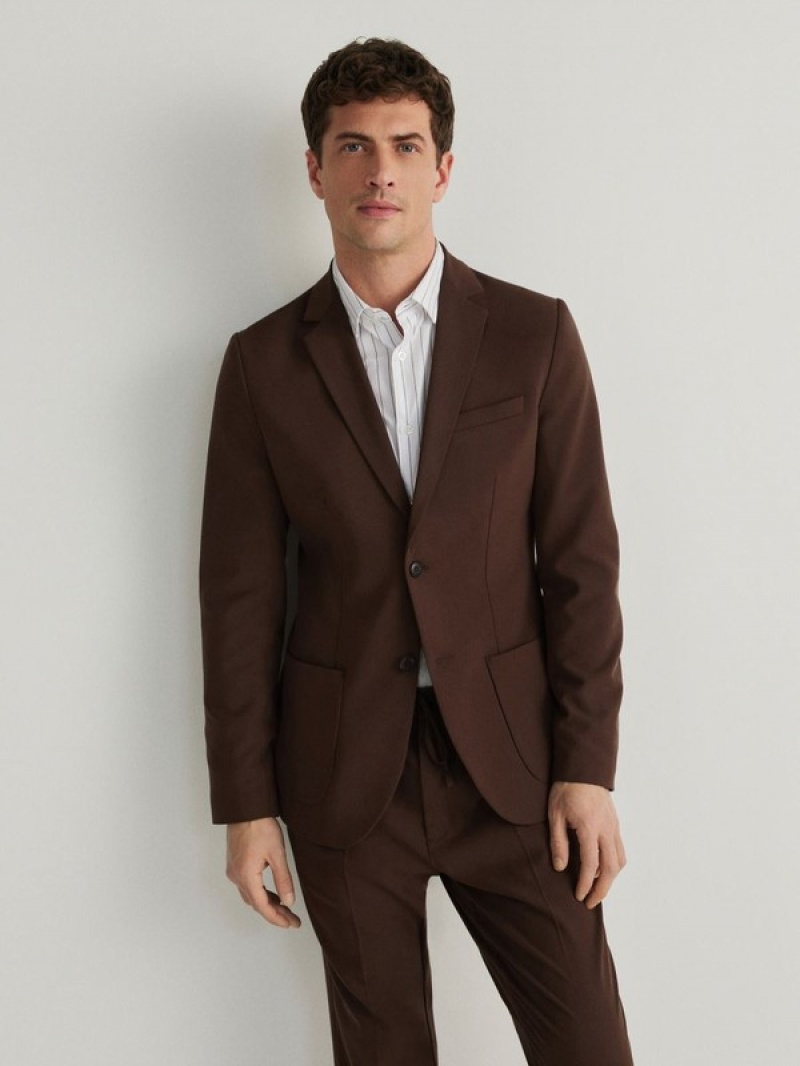 Brown Men's Reserved Slim Fit Suits | 40568GCSL