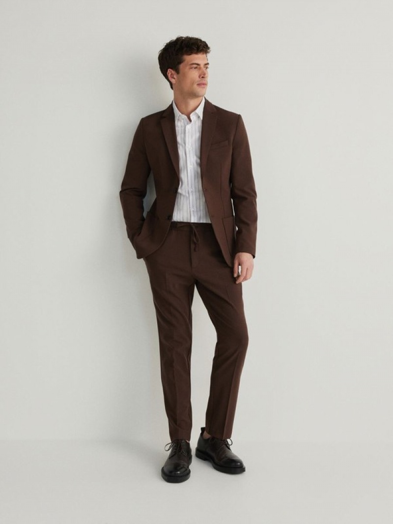 Brown Men's Reserved Slim Fit Suits | 40568GCSL