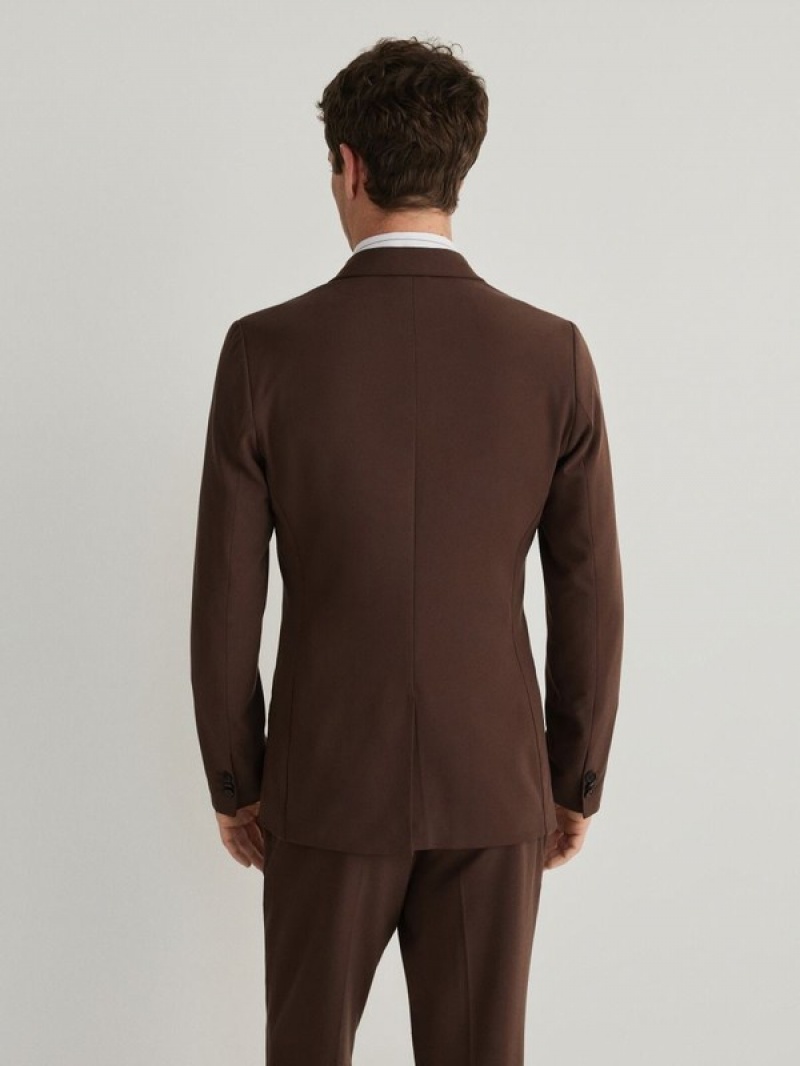 Brown Men's Reserved Slim Fit Suits | 40568GCSL