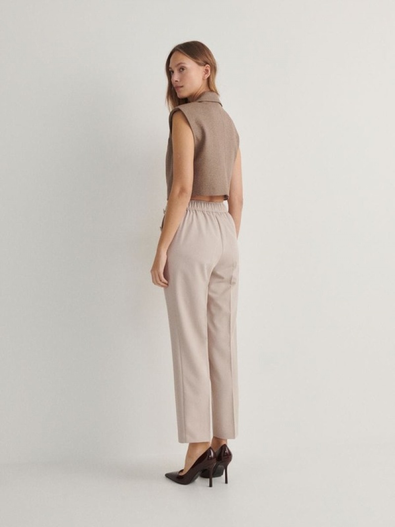 Brown Women's Reserved Cigarettebuttons Trousers | 40293OJZV