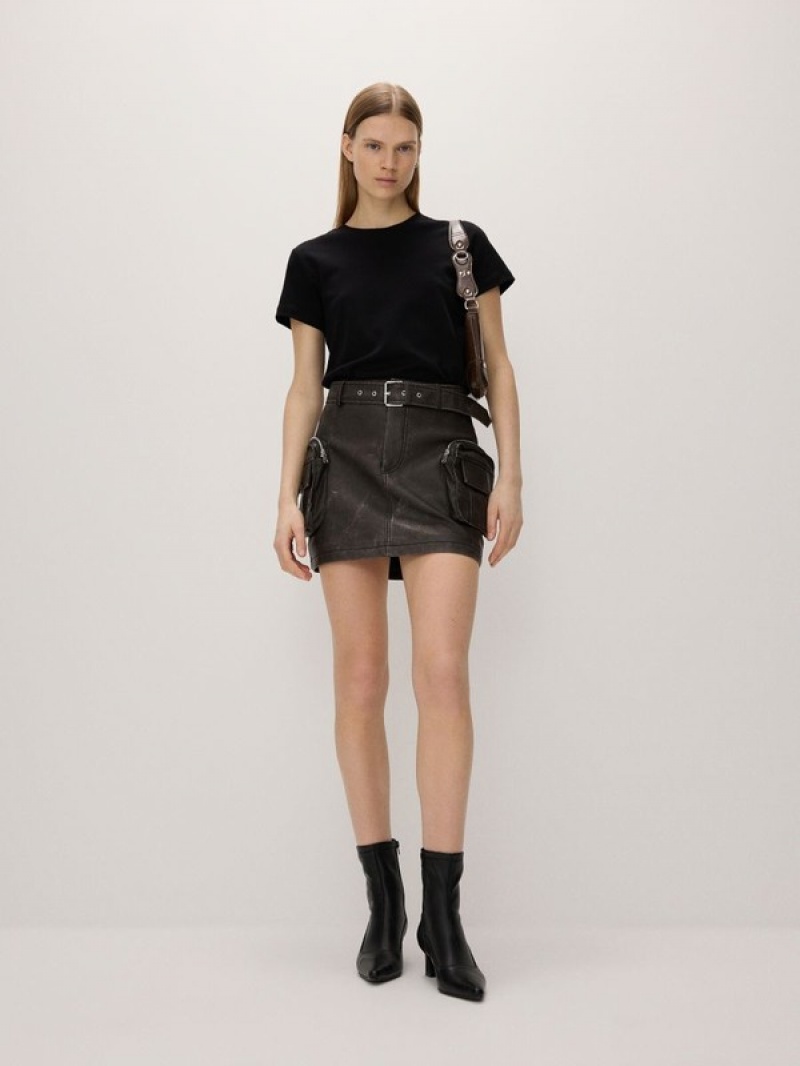 Brown Women's Reserved Distressed Cargo Skirts | 89461DGCV