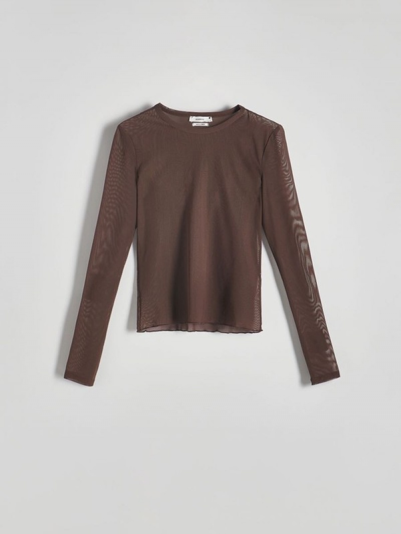 Brown Women's Reserved Sheer Shirts | 07268FHXW