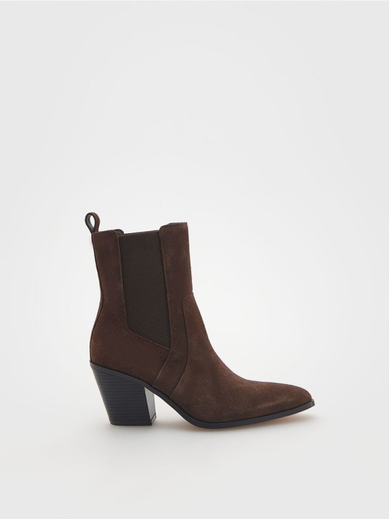 Brown Women's Reserved Suede Ankle Boots | 09537ADNK