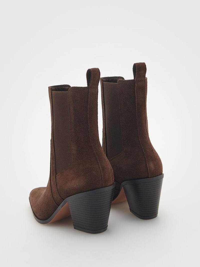 Brown Women's Reserved Suede Ankle Boots | 09537ADNK