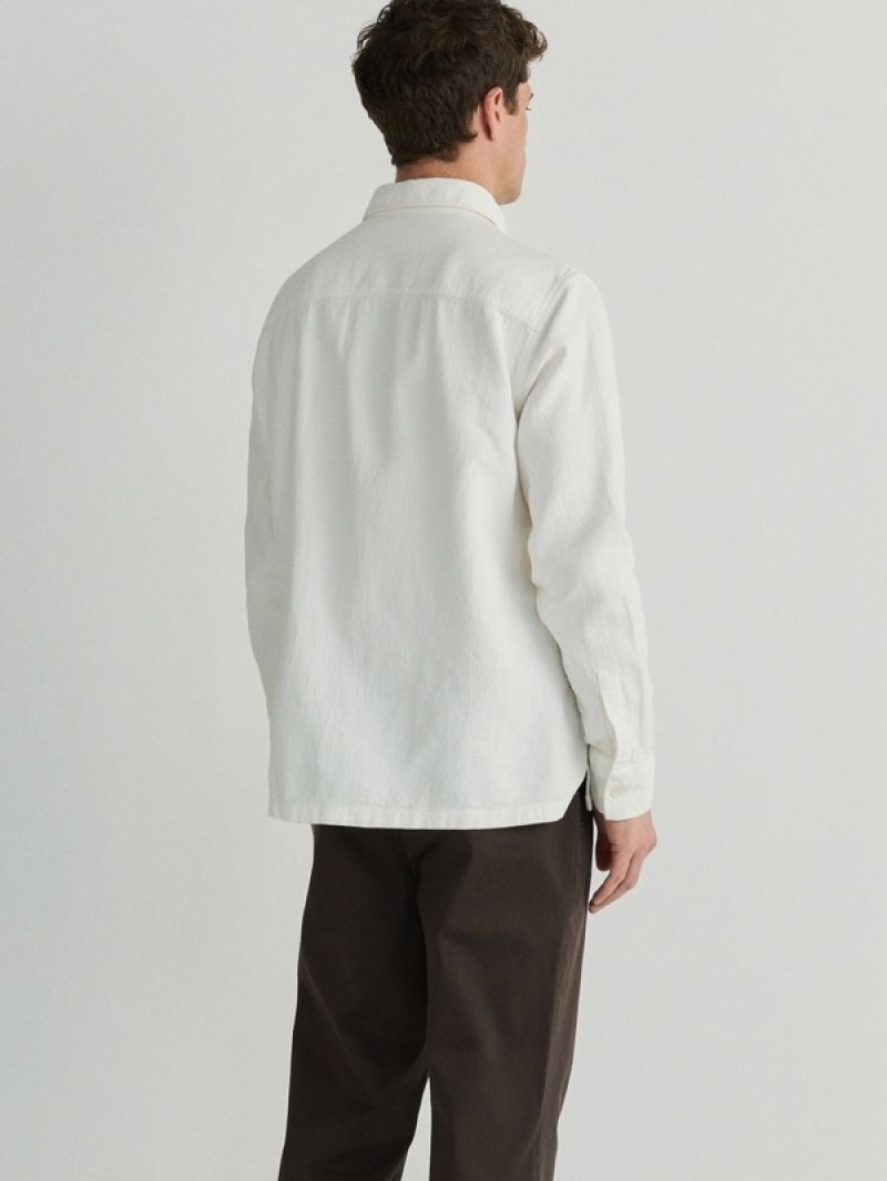 Cream Men's Reserved Boxy Shirts | 41639LMTG