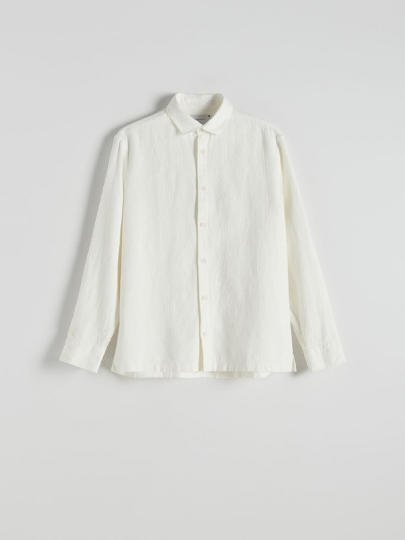 Cream Men's Reserved Boxy Shirts | 41639LMTG