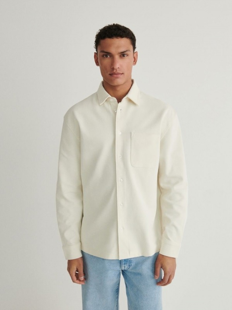 Cream Men's Reserved Comfort Fit Shirts | 96302QGKB