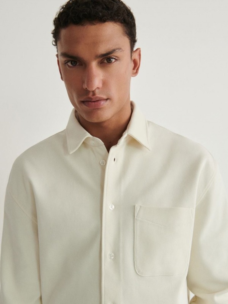 Cream Men's Reserved Comfort Fit Shirts | 96302QGKB