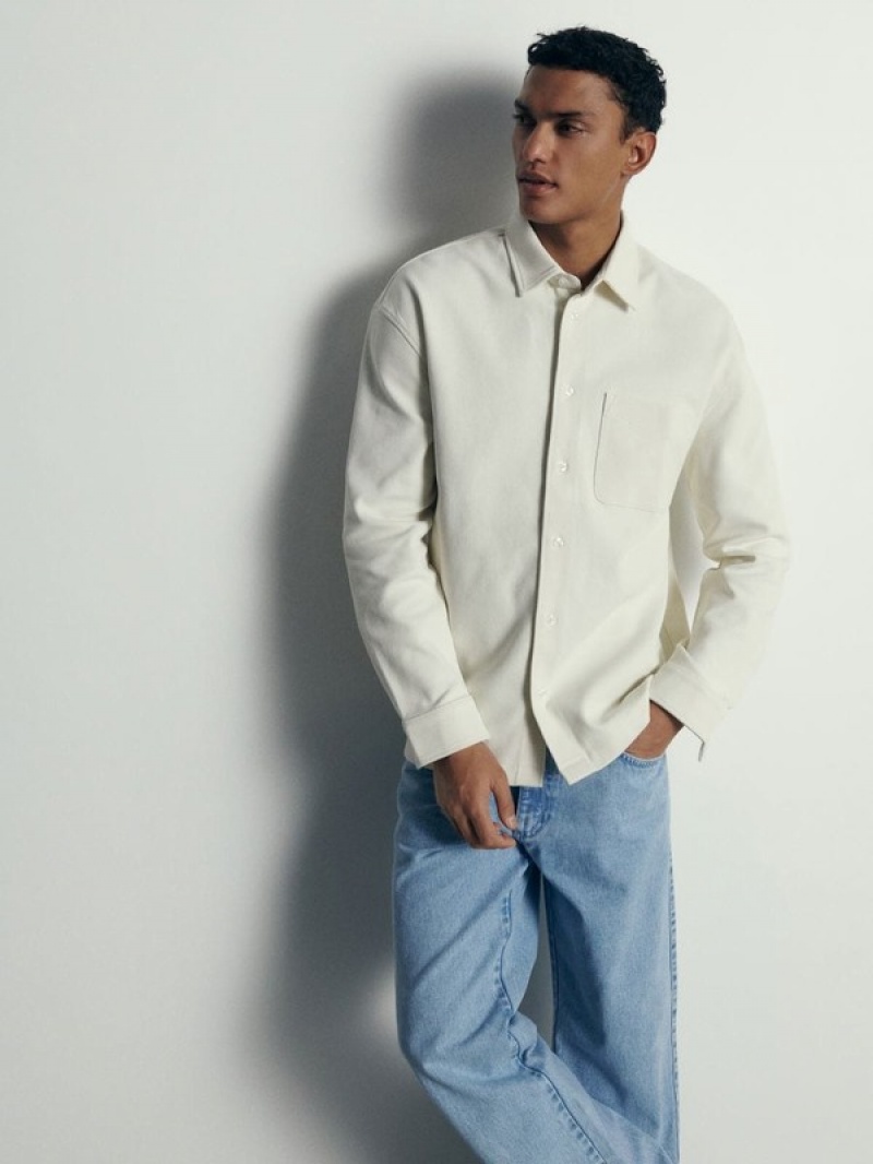 Cream Men's Reserved Comfort Fit Shirts | 96302QGKB