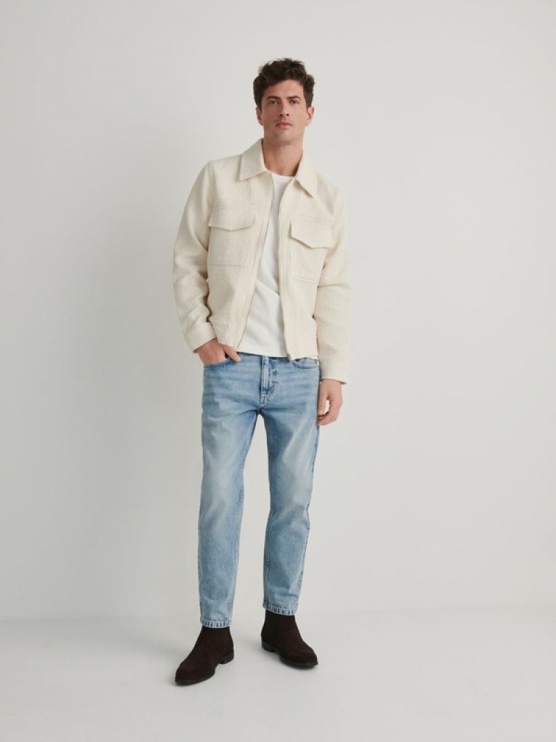 Cream Men's Reserved Regular Fit Shirts | 38246QLMX