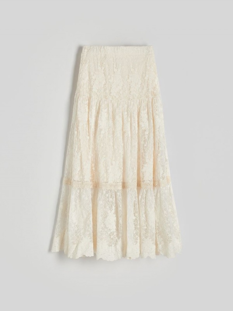 Cream Women's Reserved Cotton Skirts | 59274NRBW