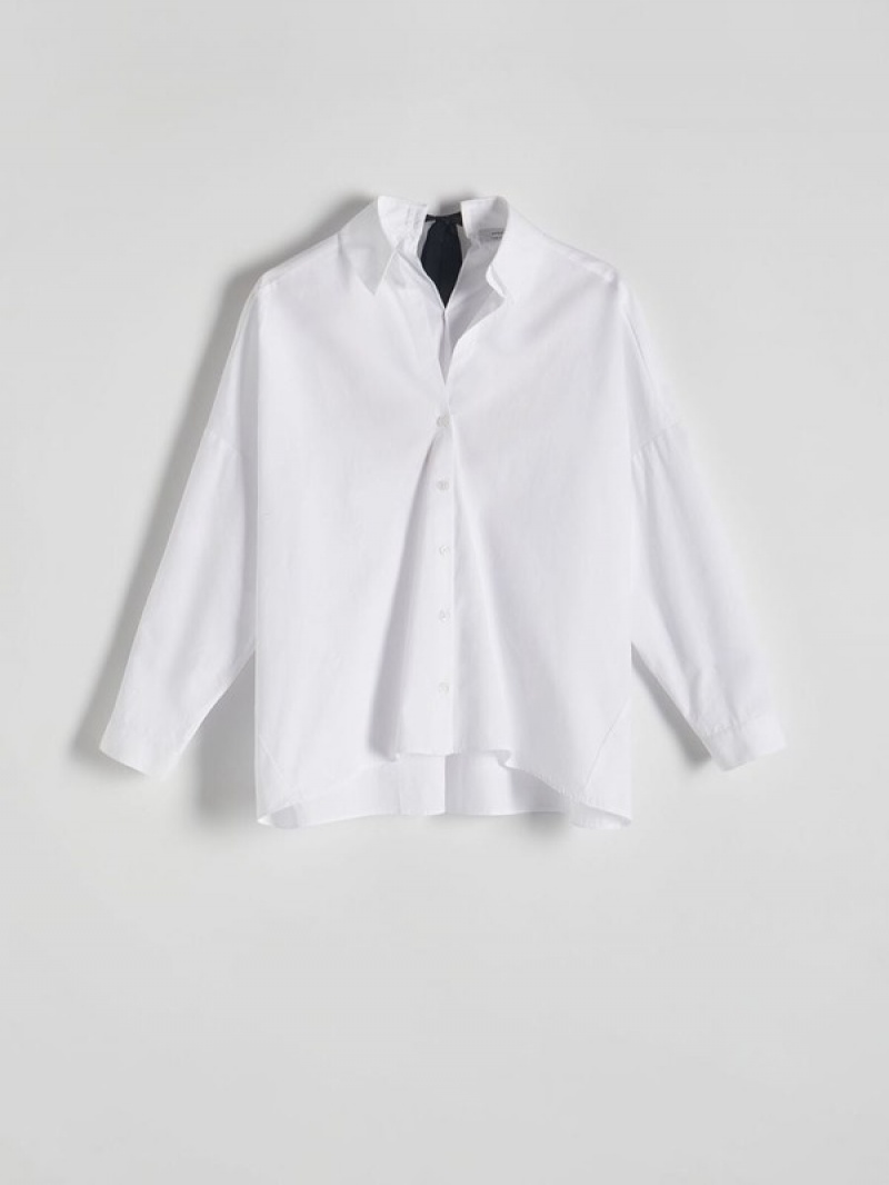 Cream Women's Reserved Cottontie Detail Shirts | 75098FTPU