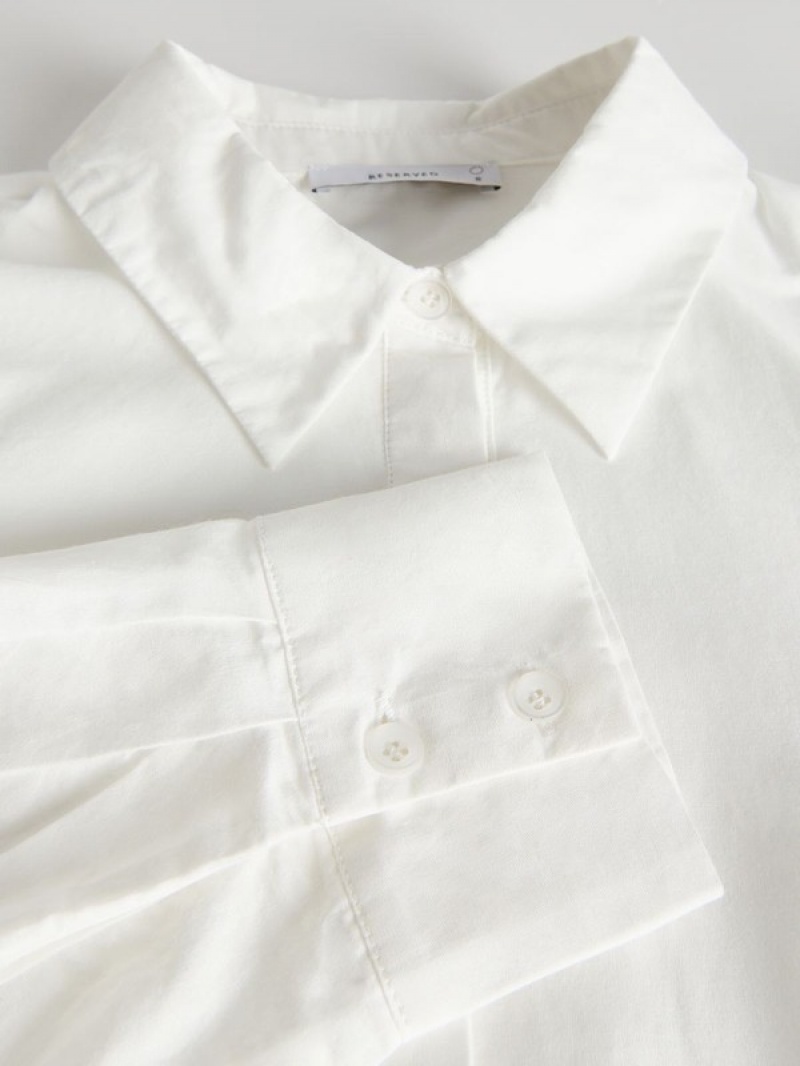 Cream Women's Reserved Embroidered Cotton Shirts | 51279WMEU