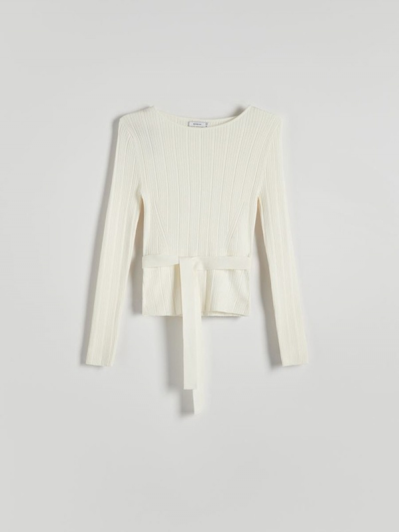 Cream Women's Reserved Hooped Sweaters | 91657BCLN