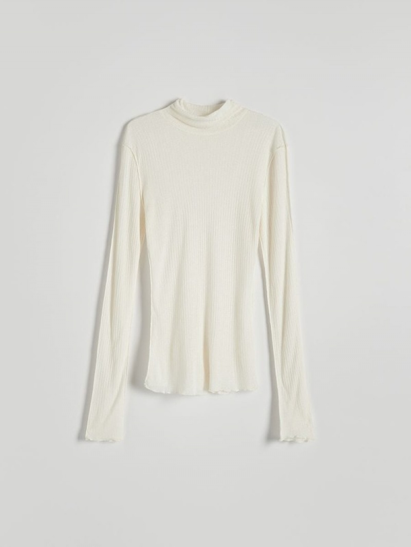 Cream Women's Reserved Modal Rich Long Sleeve Topwool Blend Shirts | 23901TCBJ