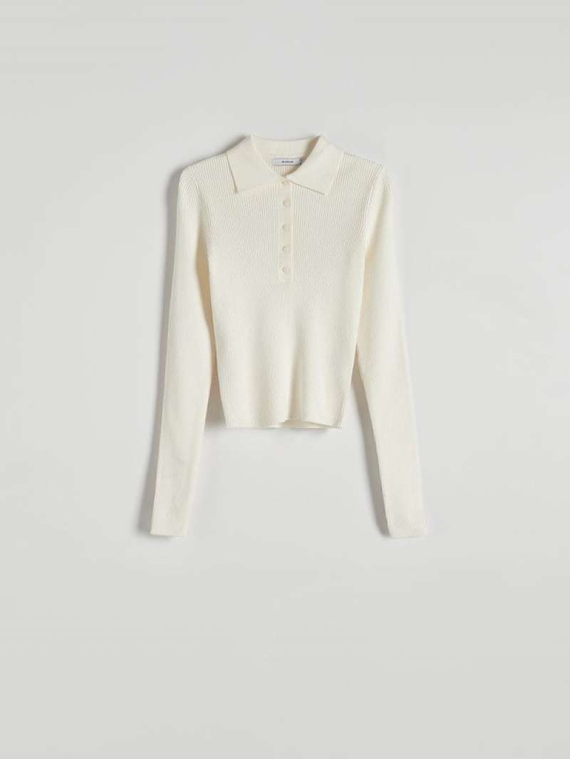 Cream Women's Reserved Polo Sweaters | 40315XIQW