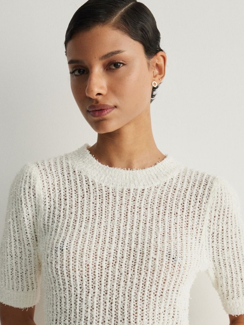 Cream Women's Reserved Structural Knit Sweaters | 29468IHEO