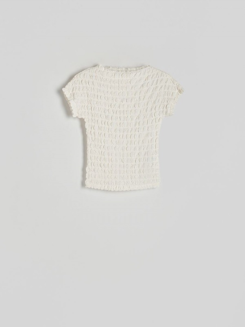 Cream Women's Reserved T-shirt In Structured Jersey Shirts | 45983AVJP