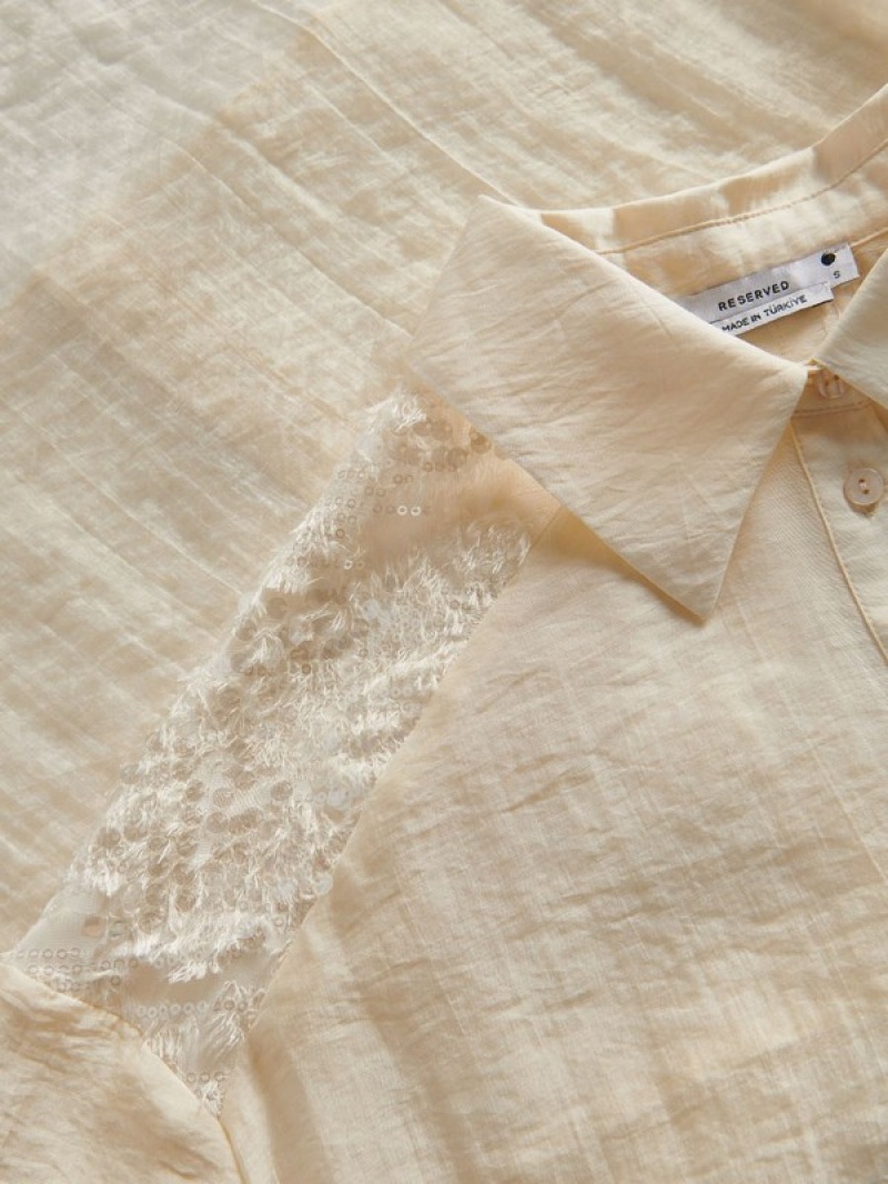 Cream Women's Reserved Viscose Shirts | 90651WKIH