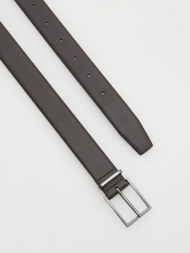 Dark Brown Men's Reserved Combined Materials Belts | 98537JEKW