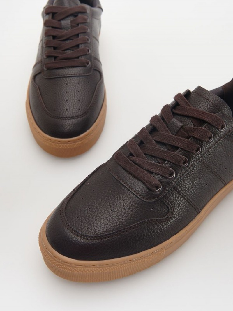 Dark Brown Men's Reserved Leather Rich Shoes | 98735GPXW