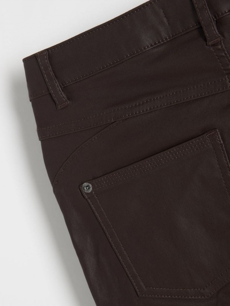 Dark Brown Women's Reserved Waxed Push Up Trousers | 63472IZNT