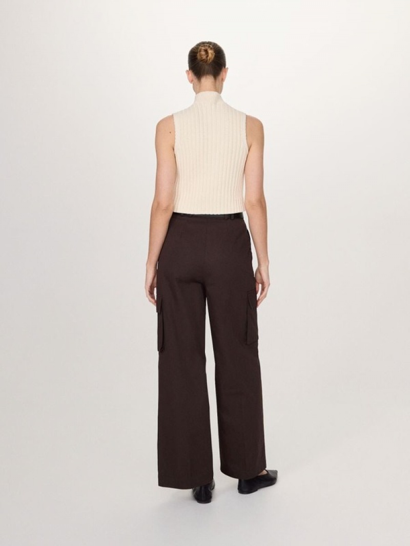 Dark Brown Women's Reserved Wide Leg With Trousers | 91308ZATL