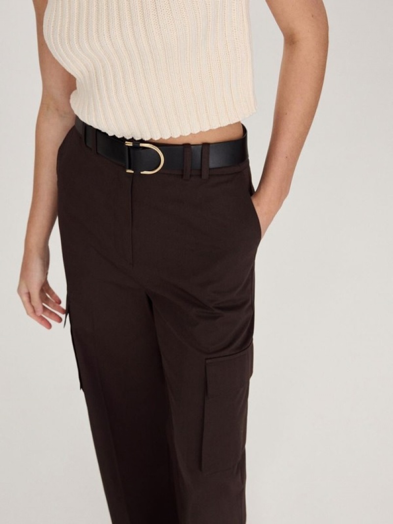 Dark Brown Women's Reserved Wide Leg With Trousers | 91308ZATL