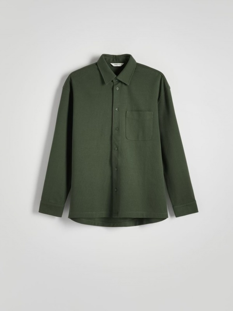 Dark Green Men's Reserved Comfort Fit Shirts | 27159OUCL