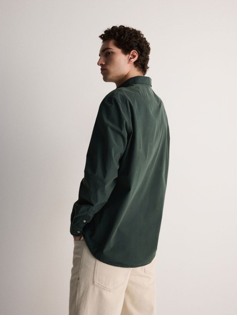 Dark Green Men's Reserved Regular Fit Shirts | 45061CTKM