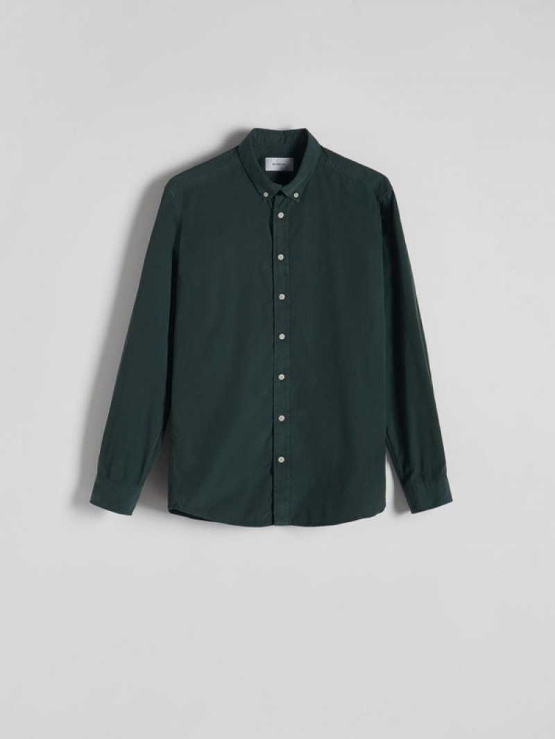 Dark Green Men's Reserved Regular Fit Shirts | 45061CTKM