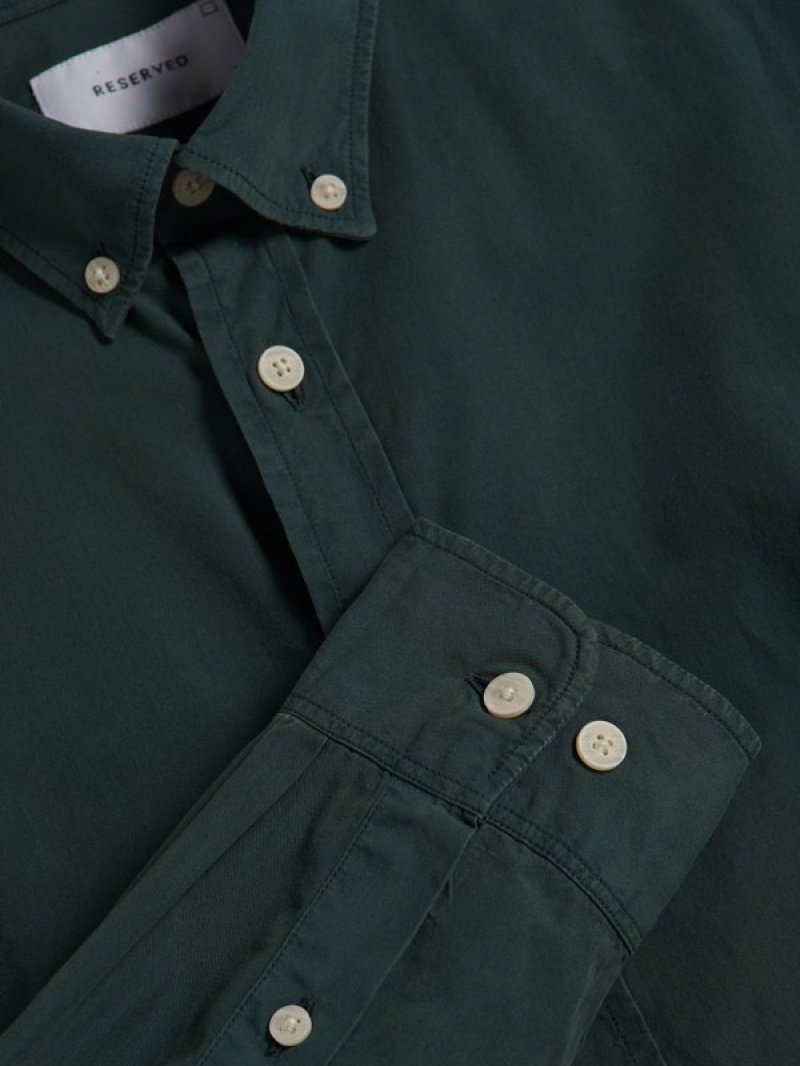 Dark Green Men's Reserved Regular Fit Shirts | 45061CTKM