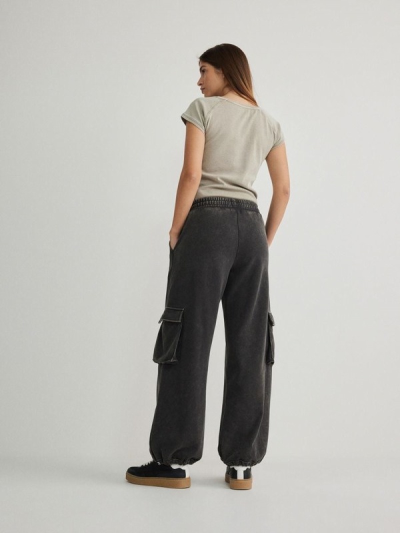 Dark Grey Women's Reserved Cargo Trousers | 84615ESKM