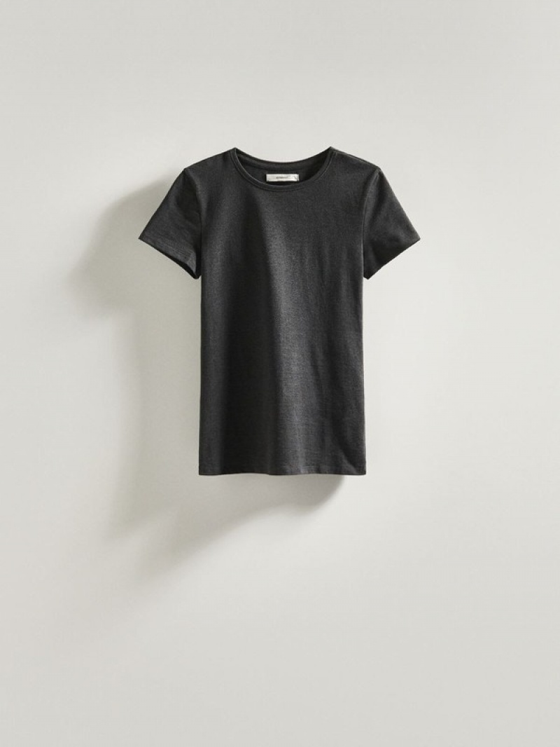 Dark Grey Women's Reserved Cotton T-shirts | 16089JEWA