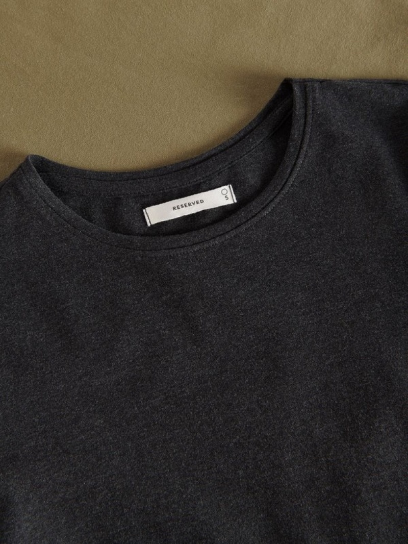 Dark Grey Women's Reserved Cotton T-shirts | 16089JEWA