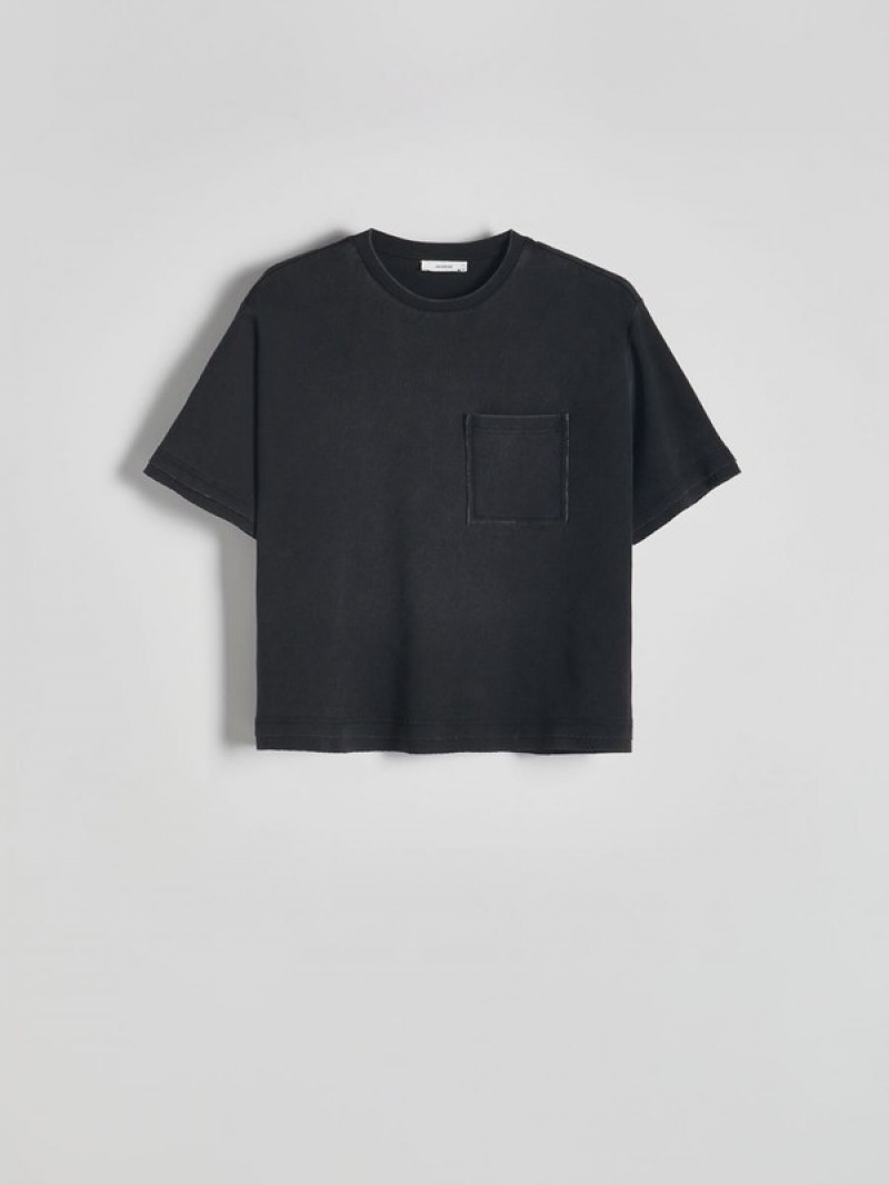 Dark Grey Women's Reserved Melange Jersey T-shirts | 35081CQKY