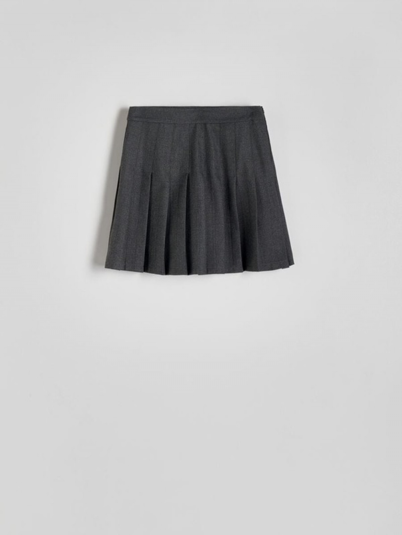 Dark Grey Women's Reserved Pleated Mini Skirts | 67153SJPT