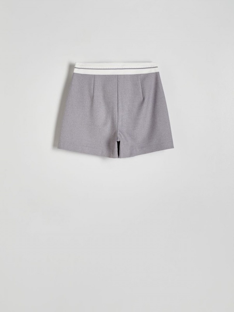 Dark Grey Women's Reserved Viscose Rich Shorts | 68150YLGT