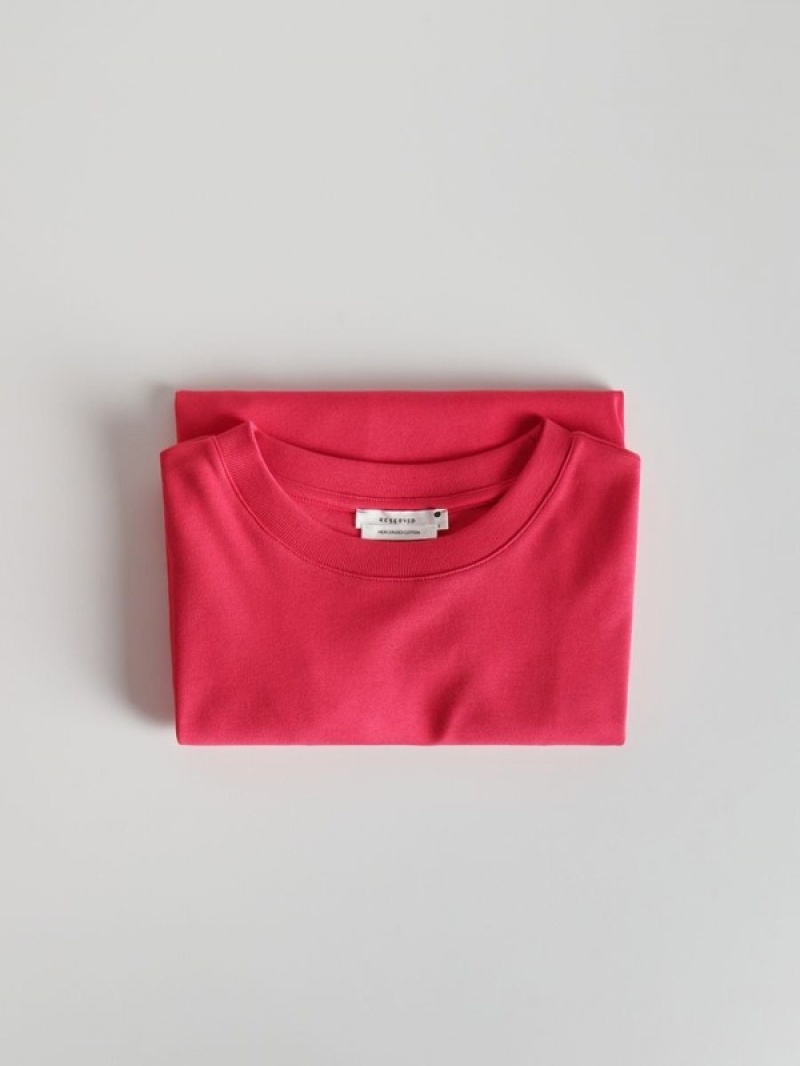 Fuchsia Women's Reserved Mercerised Organic Cotton T-shirts | 16870DVUC