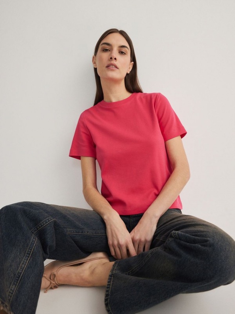 Fuchsia Women's Reserved Mercerised Organic Cotton T-shirts | 30514NTUQ