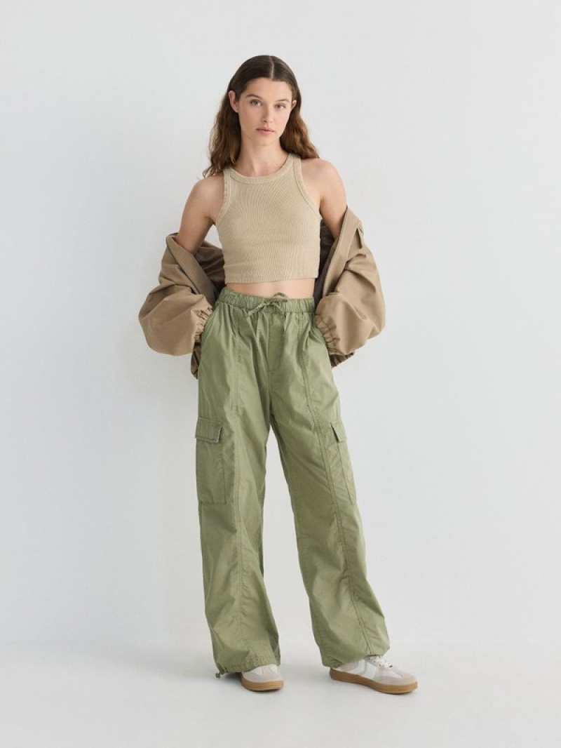 Green Women\'s Reserved Cargo Trousers | 15784SQFY