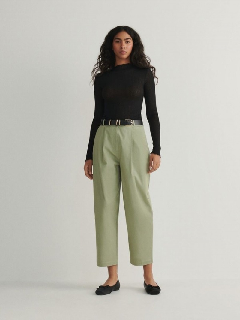 Green Women\'s Reserved Chino With Trousers | 91604EQCK