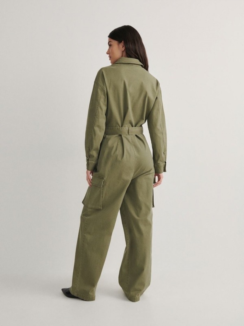 Green Women's Reserved Jumpcargo Pockets Trousers | 96354GAJF