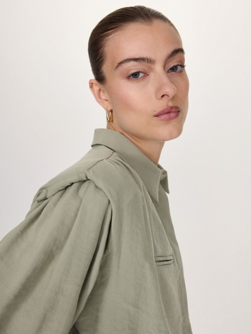 Green Women's Reserved Modal Rich Shirts | 45137ZVFA