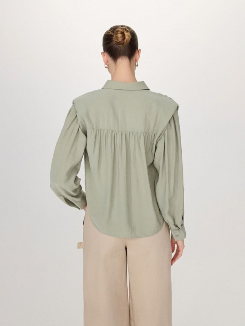 Green Women's Reserved Modal Rich Shirts | 45137ZVFA