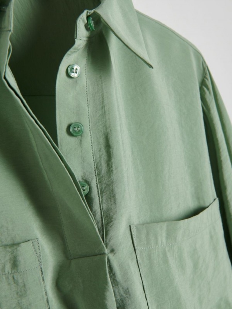 Green Women's Reserved Modal Rich Shirts | 16289TOAS