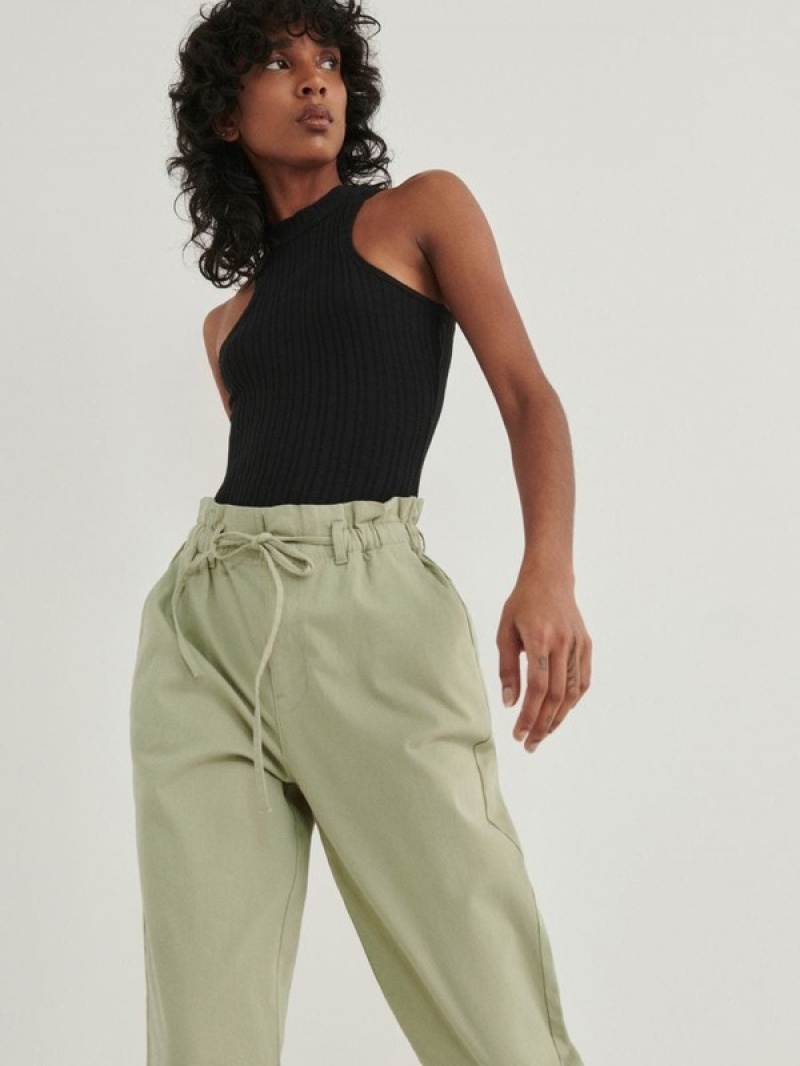 Green Women's Reserved Paperbag Trousers | 78420ZNSA