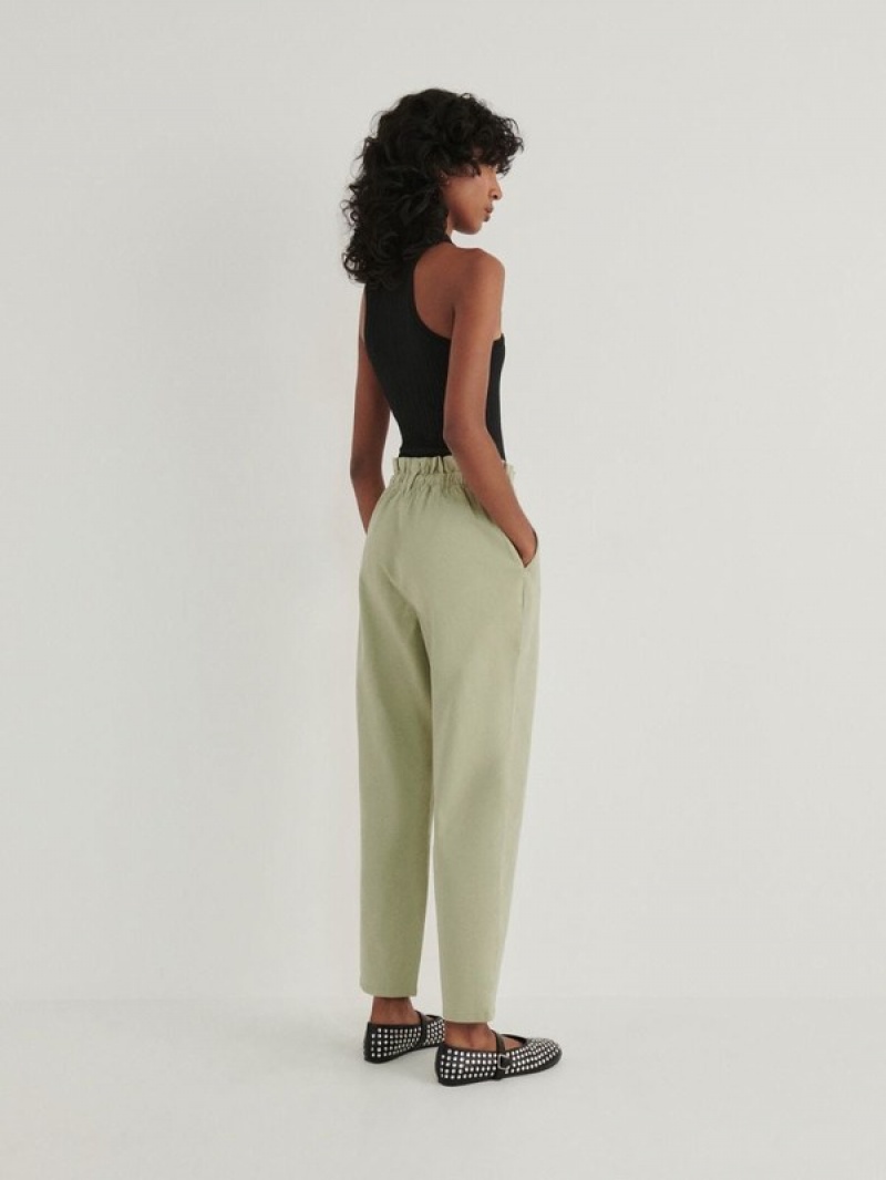 Green Women's Reserved Paperbag Trousers | 78420ZNSA