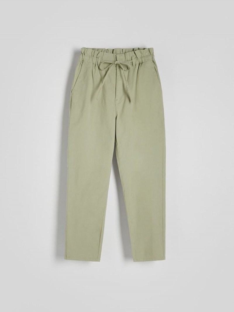 Green Women's Reserved Paperbag Trousers | 78420ZNSA