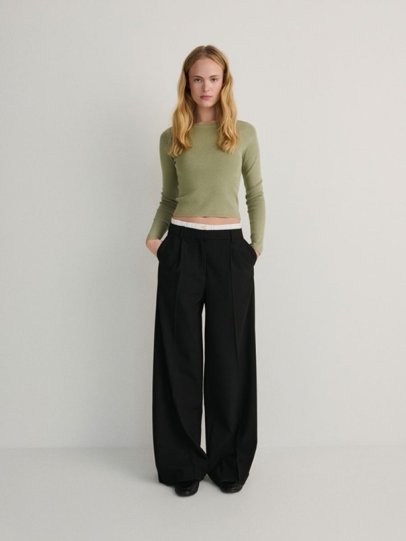 Green Women's Reserved Slim Fit Sweaters | 70932XWSC